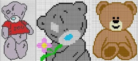 Рисунки по клеточкам мишка