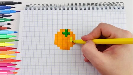 Рисунки по клеточкам апельсин