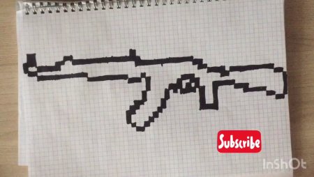 АК 47 по клеточкам в тетради