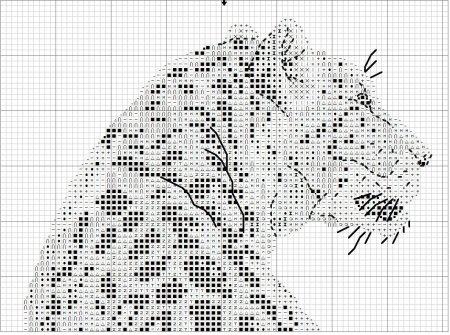 Вышивка монохром леопард