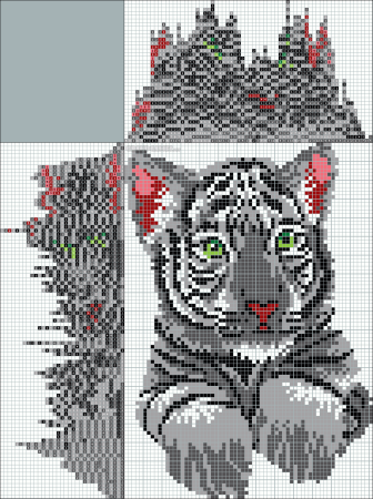 Тигр по клеточкам