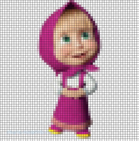 Рисунки по клеточкам Маша и медведь