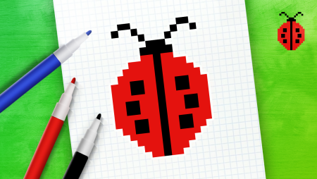 Божья коровка по клеткам