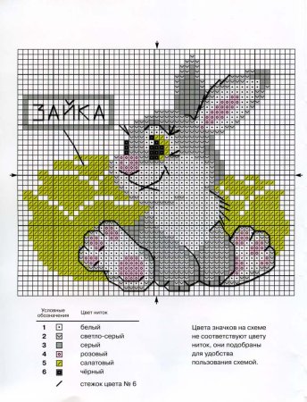 Схема вышивки кролик