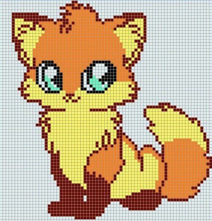 Рисунки по клеточкам Лисенок