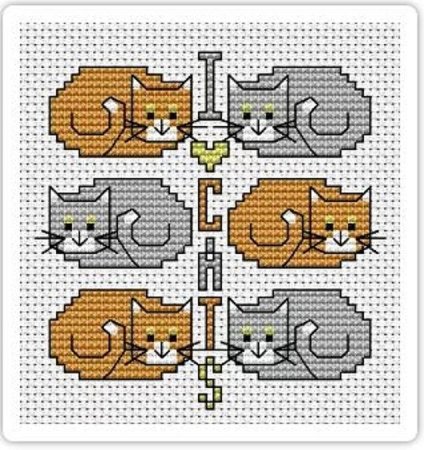 Вышивка котик маленькая