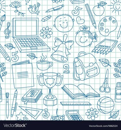 Школьный фон в клеточку с рисунками