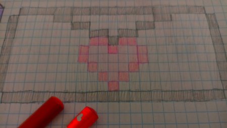 Конверт с сердечком по клеточкам