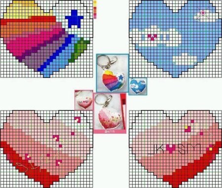 Вышивка крестиком для брелка сердце