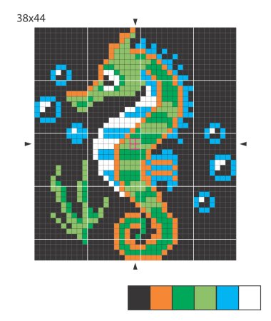 Вышитые крестом морские коньки