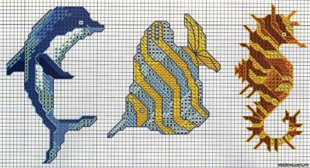 Вышивка крестиком морские обитатели