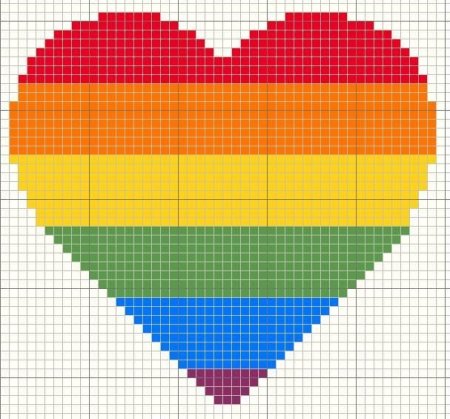 Сердце по клеточкам для вышивки