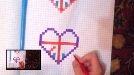 Рисунки по клеточкам сердце флаг