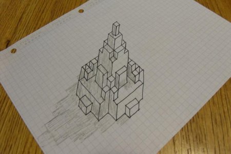 Рисование объемных фигур по клеточкам