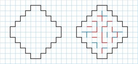 Ромб по клеточкам в тетради