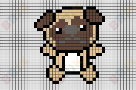 Мопс по клеточкам