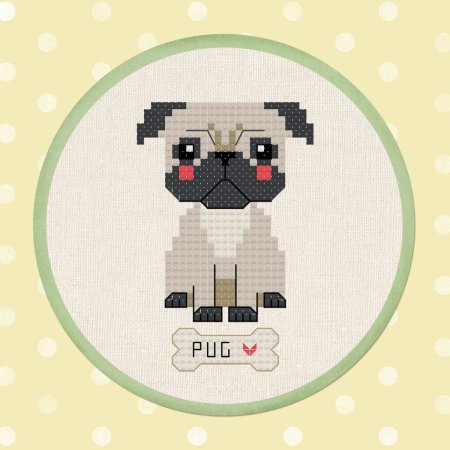 Вышивка крестом Мопс