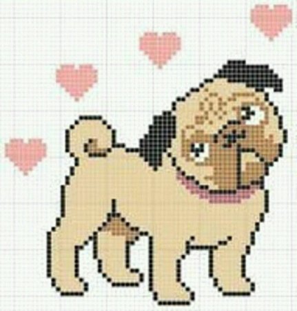 Маленькая вышивка Мопс