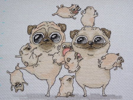 Вышивка крестиком Мопс
