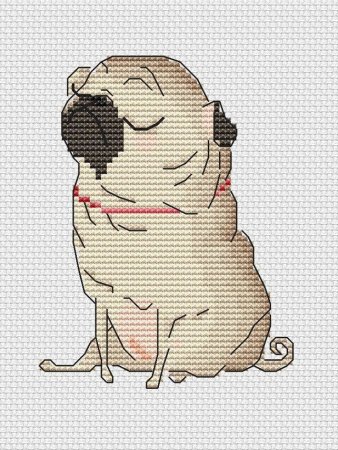 Вышивка крестиком Мопс