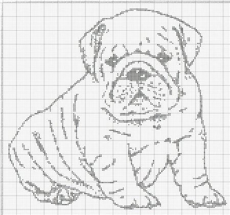 Вышивка крестом монохром собаки