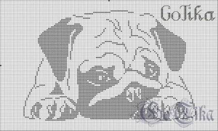 Монохромные вышивки собак