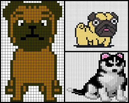 Животные по клеточкам в тетради