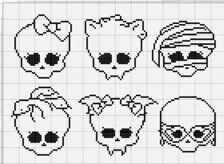 Рисунки по клеточкам череп