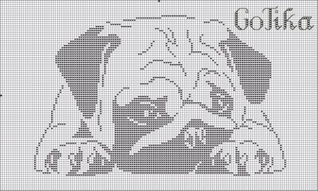 Монохромная вышивка крестом схемы собаки