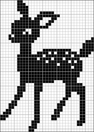 Рисование по клеточкам олень