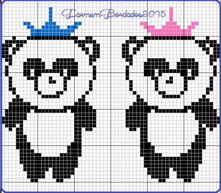 Панда по клеточкам голова