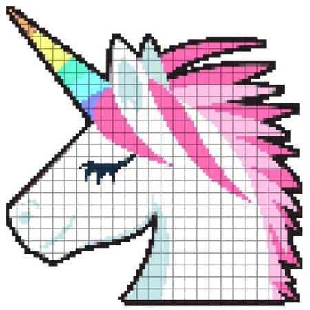 Рисунки по клеткам Единорог
