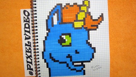 Единорог по клеточкам пикселька