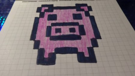 Рисование по клеточкам свинья из МАЙНКРАФТА