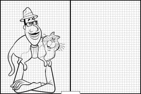 Рисунок мульт персонажей в клетку простым карандашом