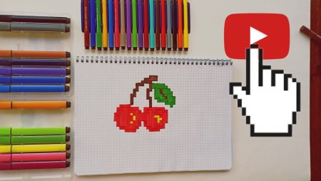 Рисунки по клеточкам Вишенка пикселька