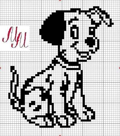 Рисование по клеточкам собака