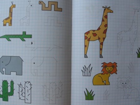 Жираф по клеточкам в тетради