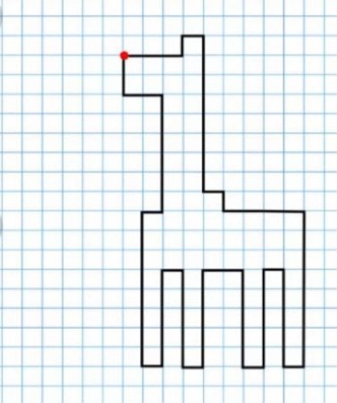 Жираф по клеточкам рисунок для детей