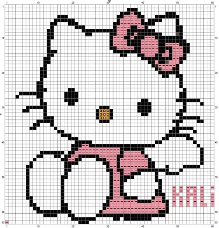 Вышивка Хеллоу Китти схема маленькая