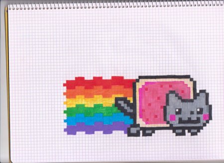 Рисунки по клеточкам котик на шарике