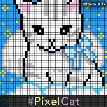 Рисунки по клеточкам котик на шарике