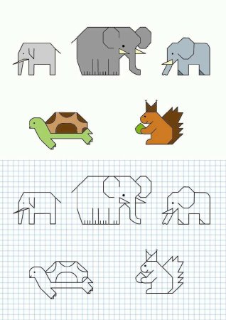 Рисунки животных по клеткам