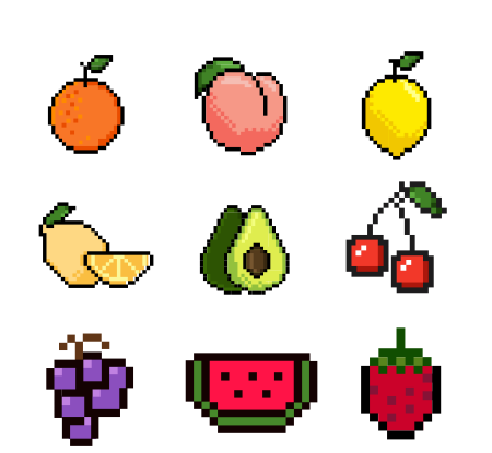 Фрукты в клеточку