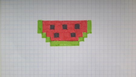 Рисунки по клеточкам Арбуз