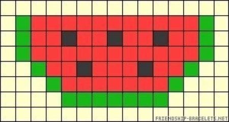 Сердечко Арбуз по клеточкам