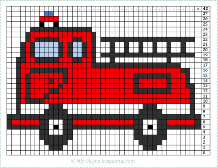 Вышивка крестом пожарная машина