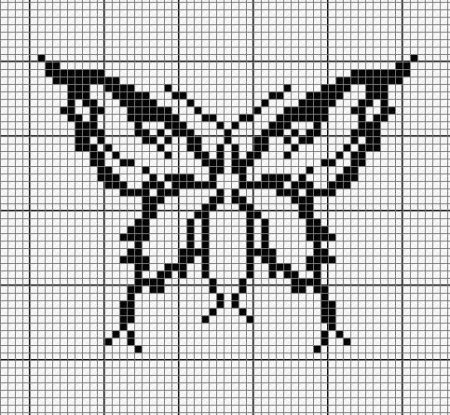 Монохромная вышивка крестом бабочки