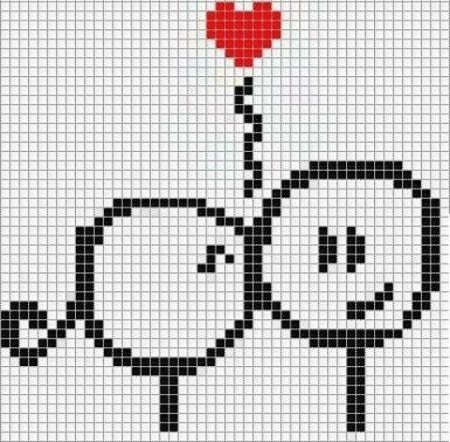 Рисование по клеткам любовь