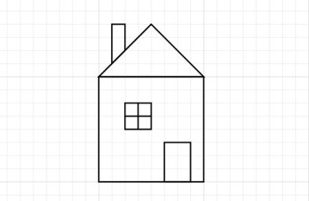 Домик по клеточкам в тетради